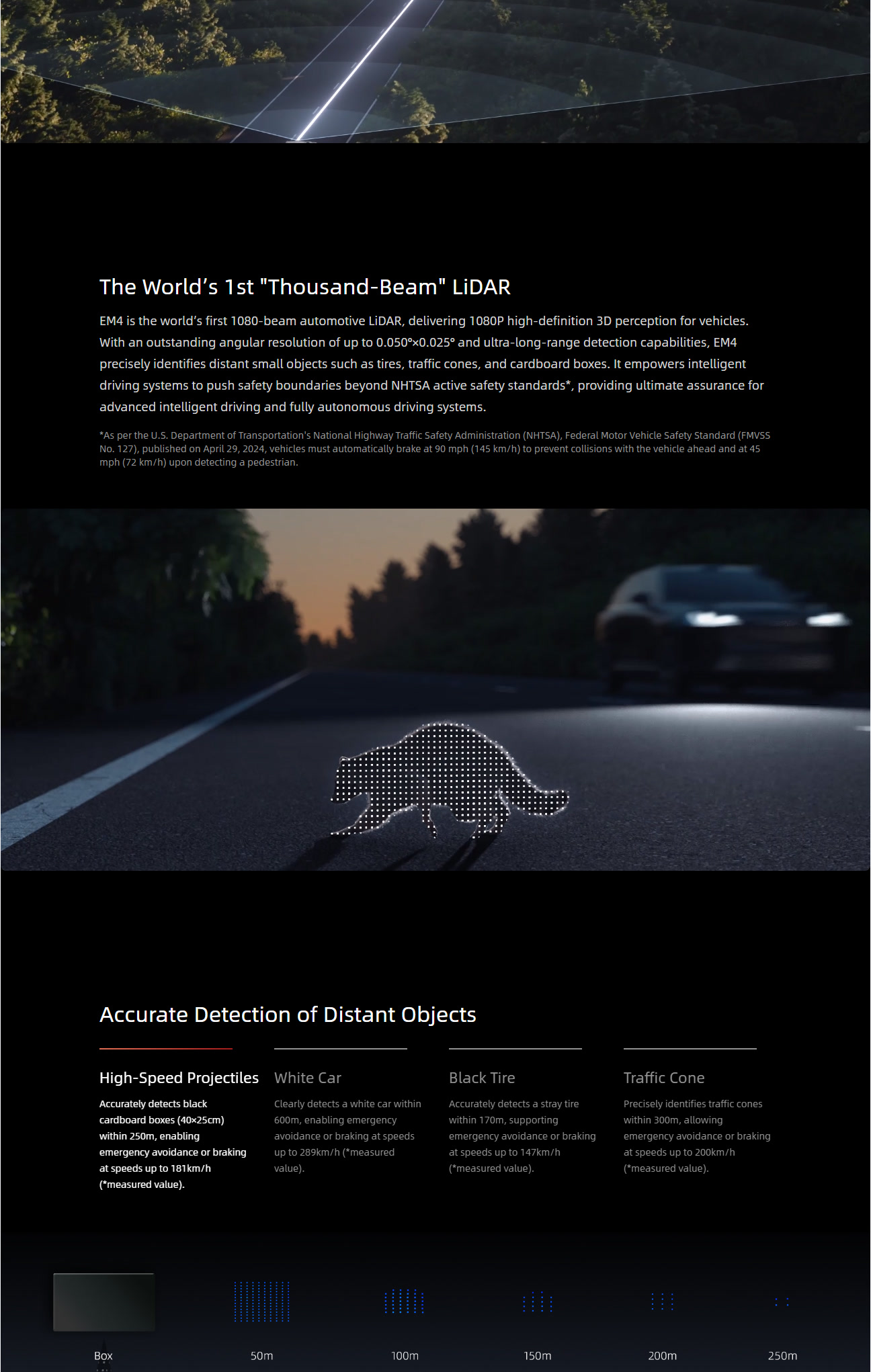 EM4 long-range perception and distant-object detection demonstrations